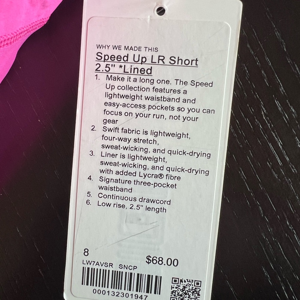 NWT size 8 lululemon athletica sonic pink Athletic Shorts - Picture 3 of 3